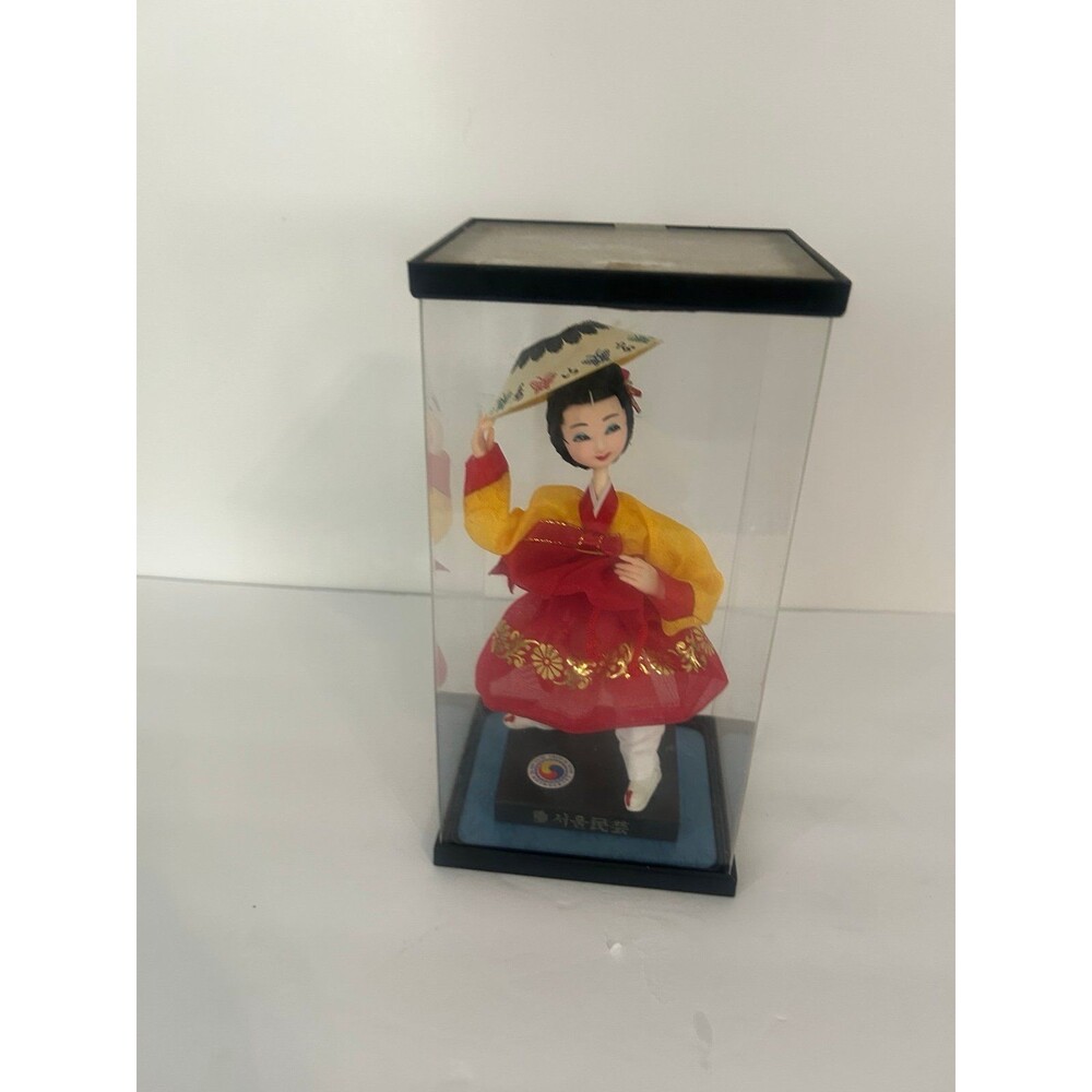 Vintage Cloth Asian Doll Vintage Korean Doll in Case